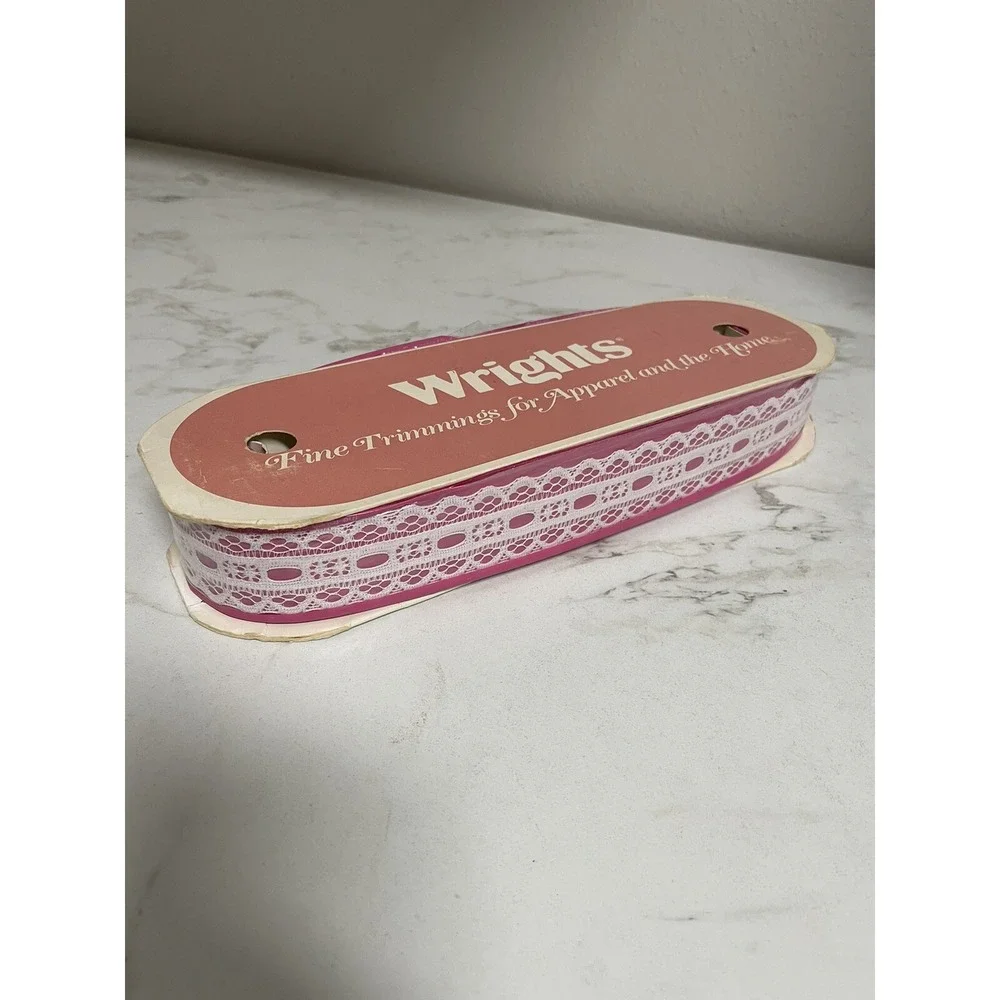 Vintage NOS Wrights‎ Lace White Polyester 1.25